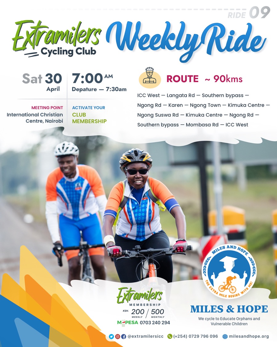 Extramilers Weekly Cycling Rides - Miles and Hope
